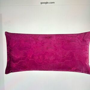 CHRISTIAN SIRIANO FLORAL-EMBROIDERED VELVET DECORATIVE PILLOW.